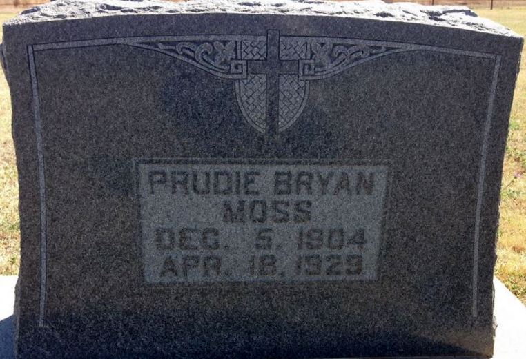 Prudie (Bryan) Moss gravestone